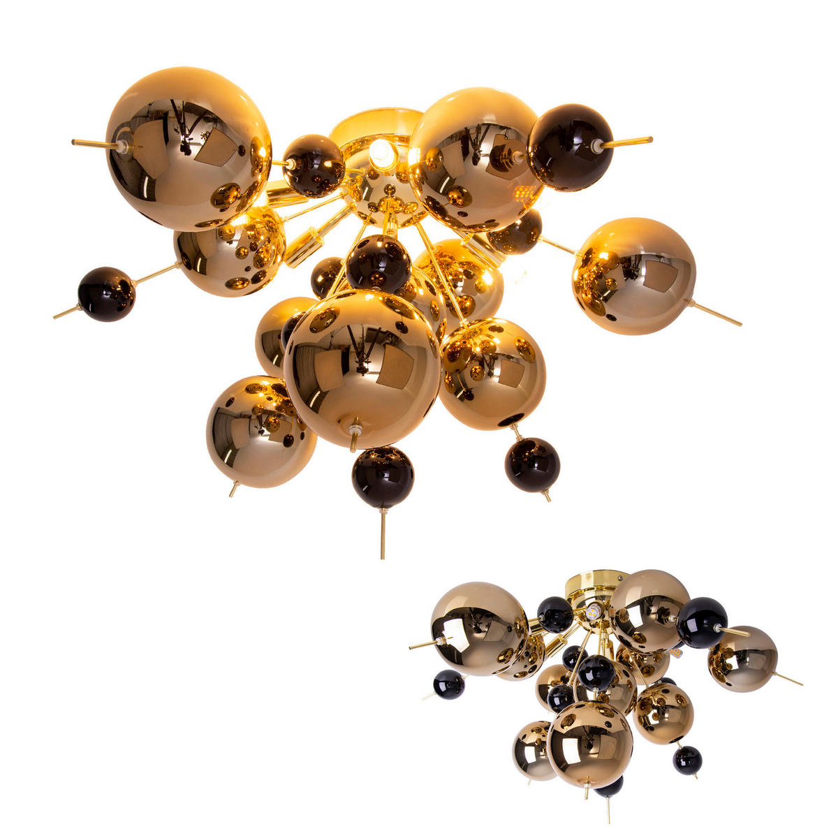 LED-DECKENLEUCHTE  57/38 cm    - Goldfarben/Schwarz, LIFESTYLE, Metall (57/38cm) - Näve