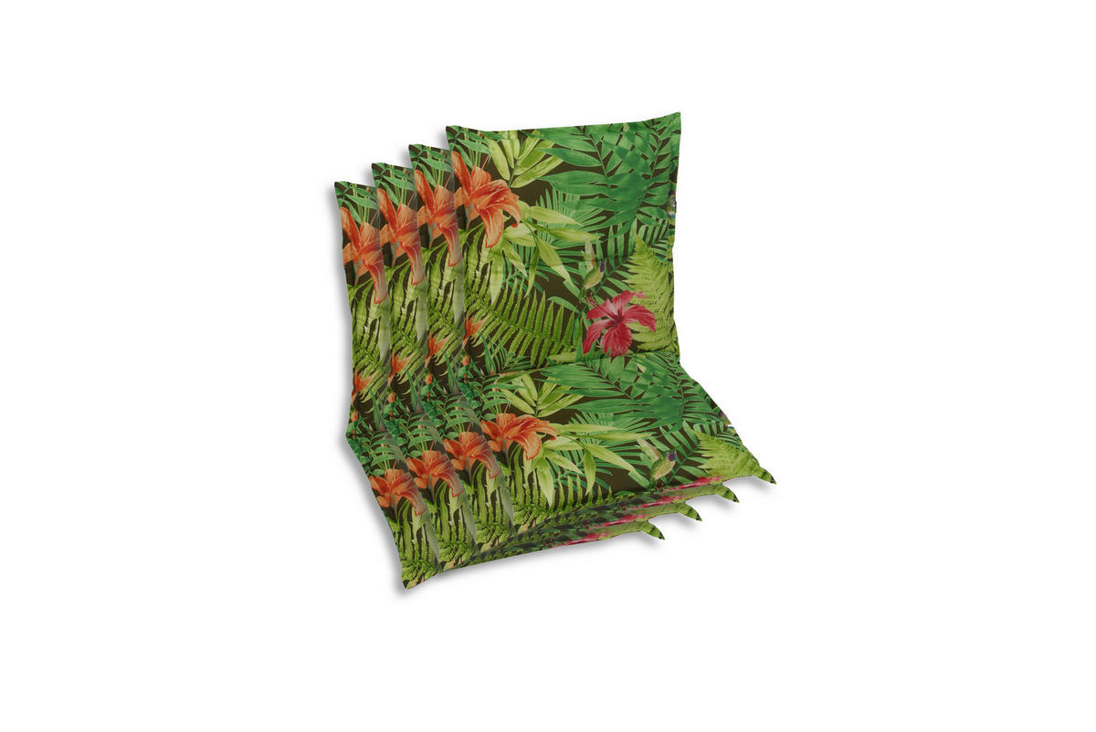 SESSELAUFLAGENSET Blätter  - Dunkelgrün/Hellgrün, Basics, Textil (50/7/100cm)