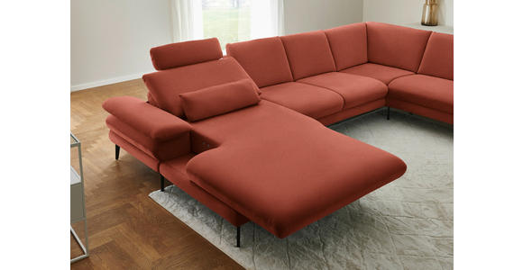 WOHNLANDSCHAFT  in Chenille, Flachgewebe Terracotta  - Terracotta/Schwarz, Design, Textil/Metall (180/344/208cm) - Dieter Knoll