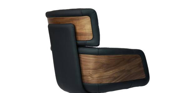 ARMLEHNSTUHL  in Eisen Echtleder pigmentiert  - Walnussfarben/Schwarz, Design, Leder/Holz (62/92/66cm) - Dieter Knoll