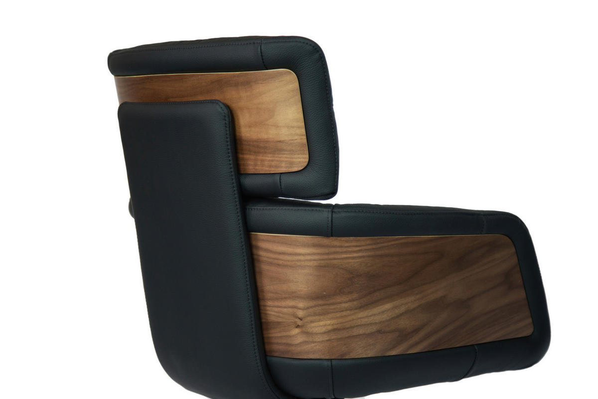 ARMLEHNSTUHL  in Eisen Echtleder pigmentiert  - Walnussfarben/Schwarz, Design, Leder/Holz (62/92/66cm) - Dieter Knoll