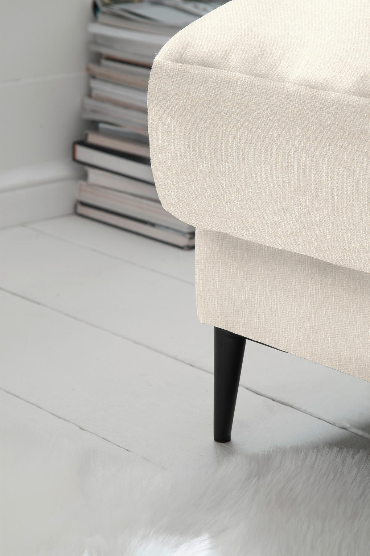 ECKSOFA in Flachgewebe Beige  - Beige/Schwarz, Design, Textil/Metall (207/296cm) - Dieter Knoll