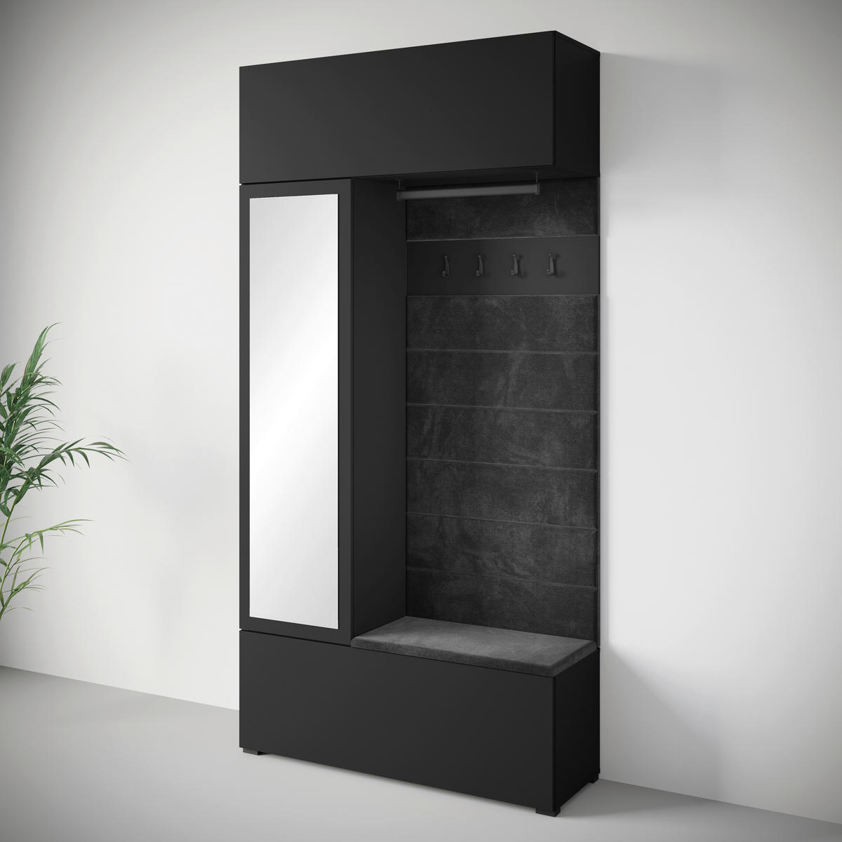 GARDEROBE  in 115/231,9/37,5 cm  - Schwarz, Trend, Holzwerkstoff (115/231,9/37,5cm) - Livetastic