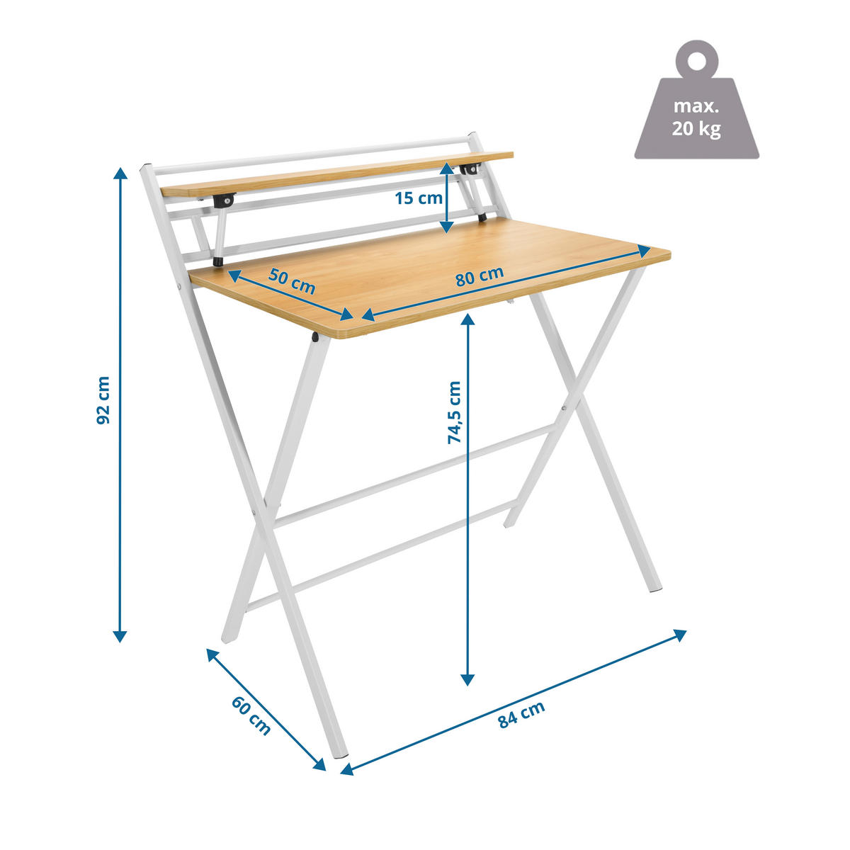 SCHREIBTISCH 84/60/92 cm  in Eichefarben  - Eichefarben, Basics, Holzwerkstoff/Metall (84/60/92cm) - MID.YOU