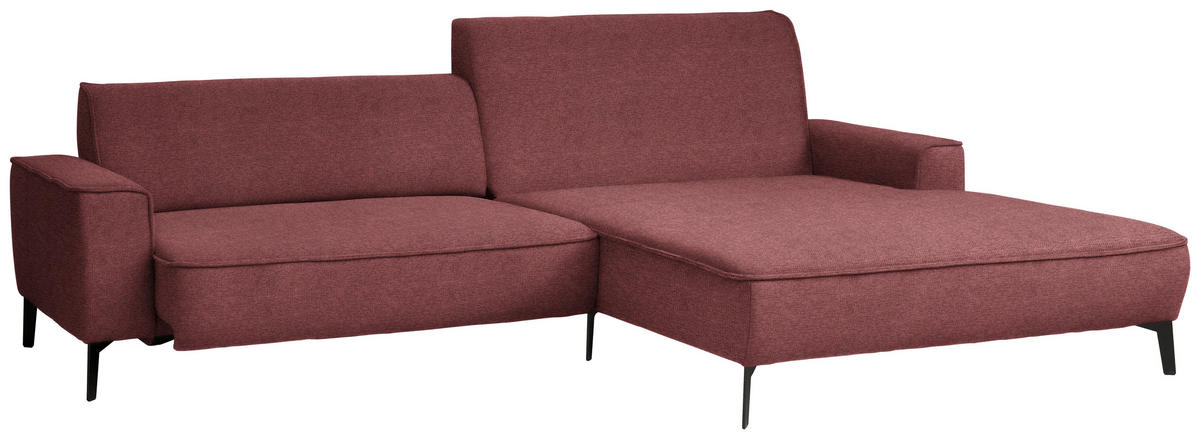 ECKSOFA in Flachgewebe Rot  - Rot/Schwarz, Design, Textil/Metall (285/190cm) - Johann Jakob
