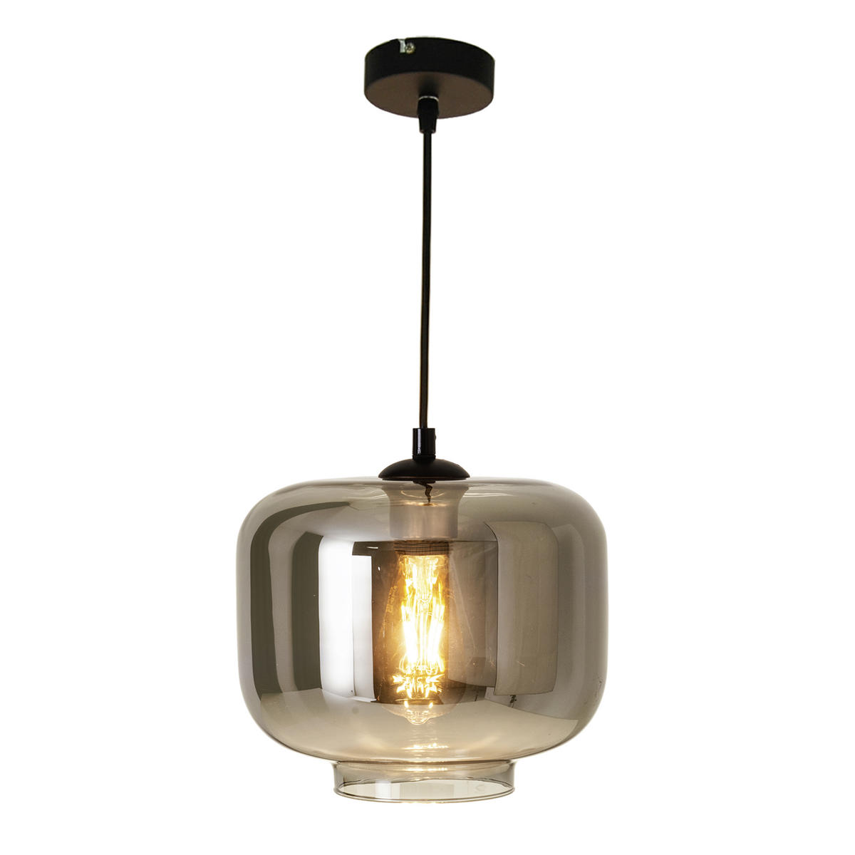 HÄNGELEUCHTE 25/121 cm   - Anthrazit/Schwarz, Design, Glas/Metall (25/121cm) - Näve