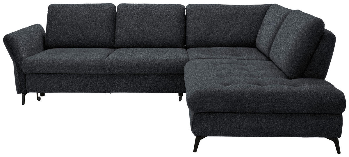 ECKSOFA in Bouclé Schwarz  - Schwarz, Natur, Textil/Metall (288/233cm) - Valnatura