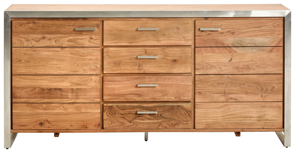 SIDEBOARD  in 175/85/40 cm  - Silberfarben/Akaziefarben, KONVENTIONELL, Holz/Metall (175/85/40cm) - Livetastic