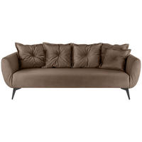 3-SITZER-SOFA Lederlook Braun  - Schwarz/Braun, Modern, Textil/Metall (236/94/103cm) - Livetastic
