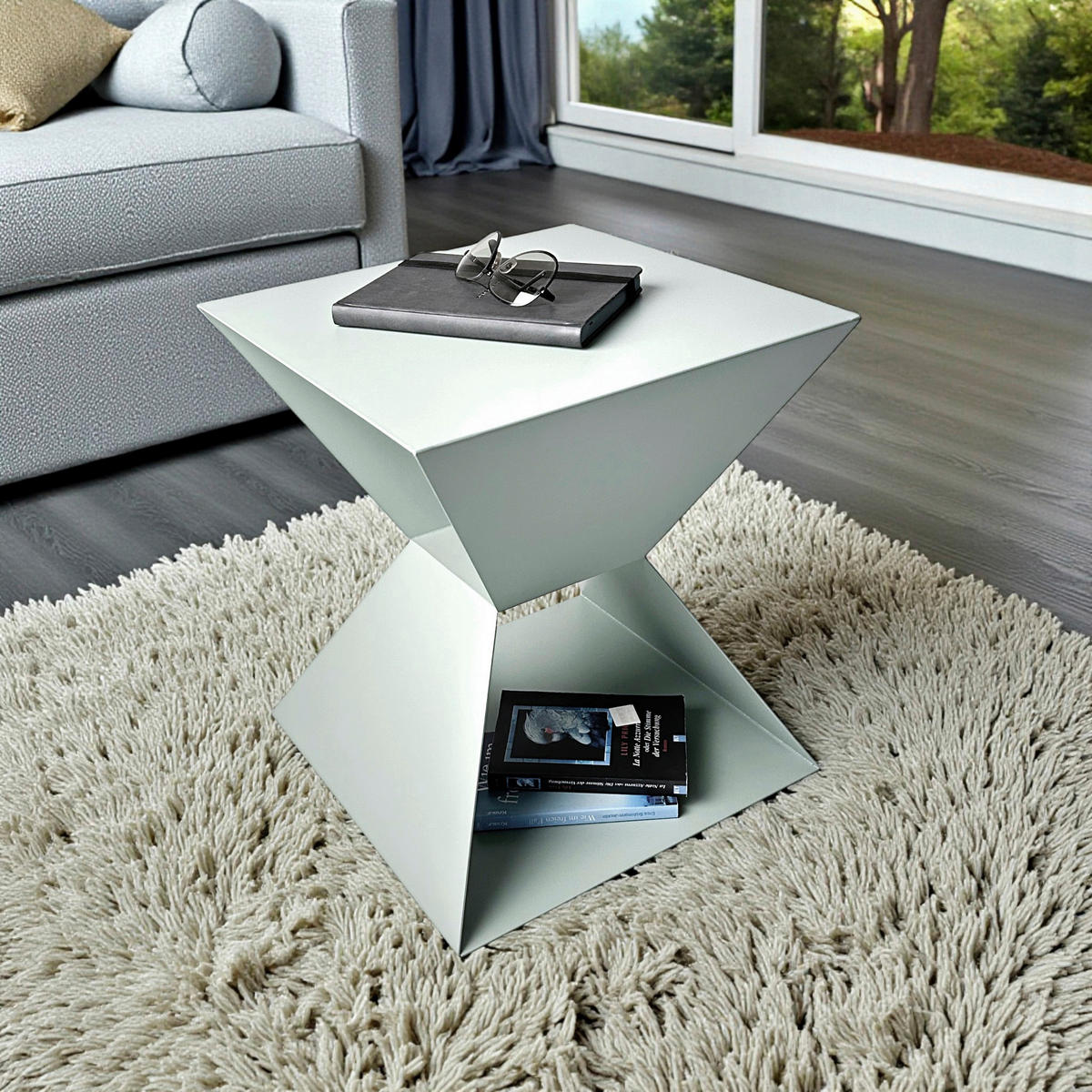 BEISTELLTISCH in Metall 40/40/45 cm  - Salbeigrün, Design, Metall (40/40/45cm)