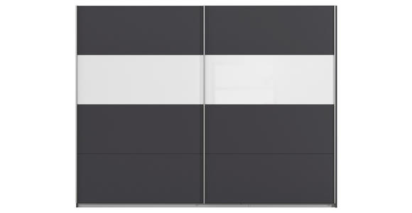SCHWEBETÜRENSCHRANK  in Grau, Weiß Hochglanz  - Weiß Hochglanz/Alufarben, Basics, Holzwerkstoff/Metall (271/210/62cm) - Xora
