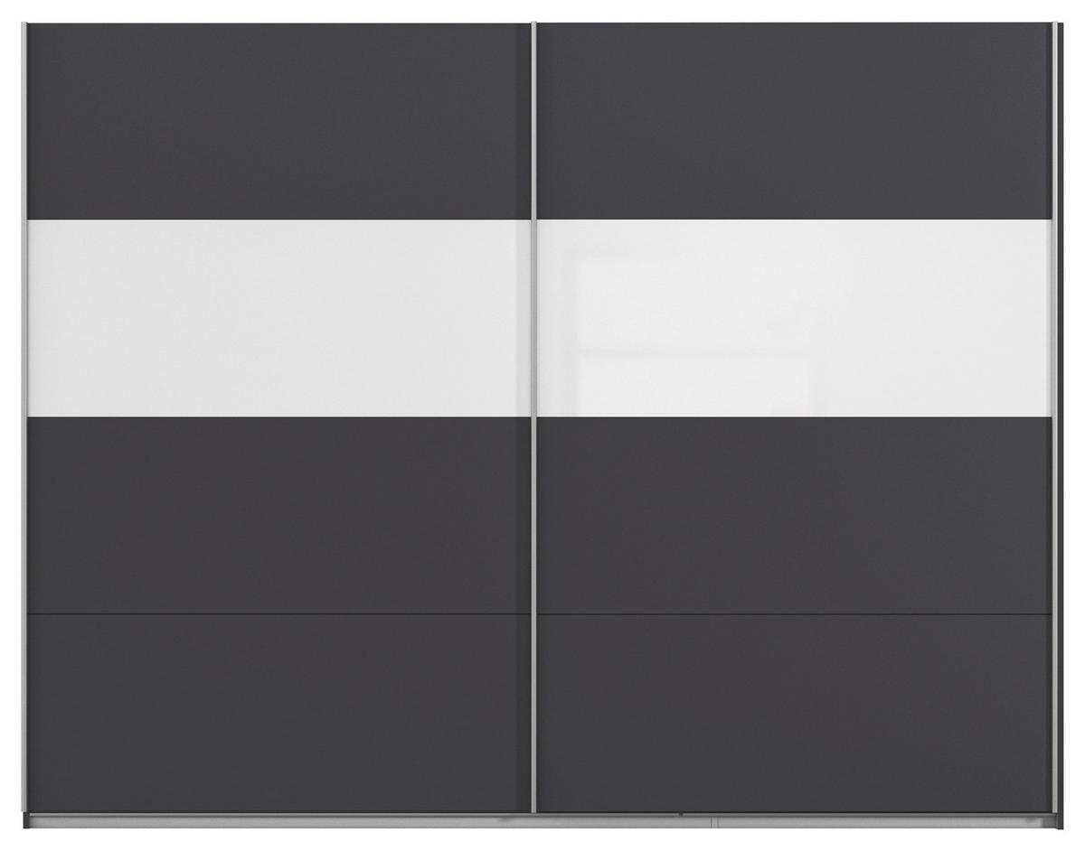SCHWEBETÜRENSCHRANK in Grau, Weiss Hochglanz  - Weiss Hochglanz/Alufarben, Basics, Holzwerkstoff/Metall (271/210/62cm) - Xora
