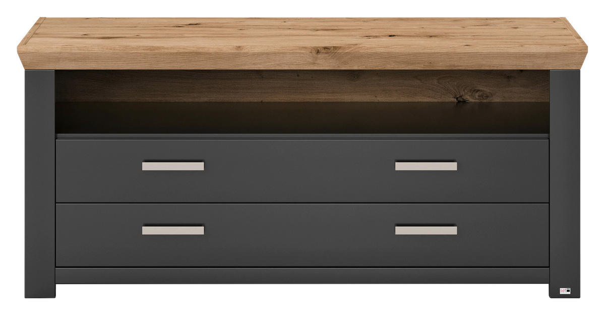LOWBOARD  in 139,7/62,6/51,2 cm  - Graphitfarben/Eiche Artisan, Design, Holzwerkstoff/Metall (139,7/62,6/51,2cm) - SetOne by Musterring