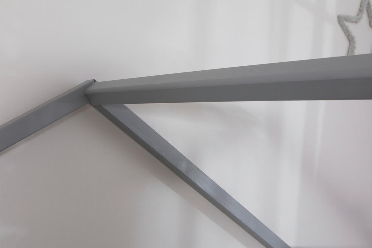 HAUSBETT 120/200 cm,  in Hellgrau, Absturzsicherung, Rollrost  - Hellgrau/Naturfarben, MODERN, Holz (120/200cm) - MID.YOU