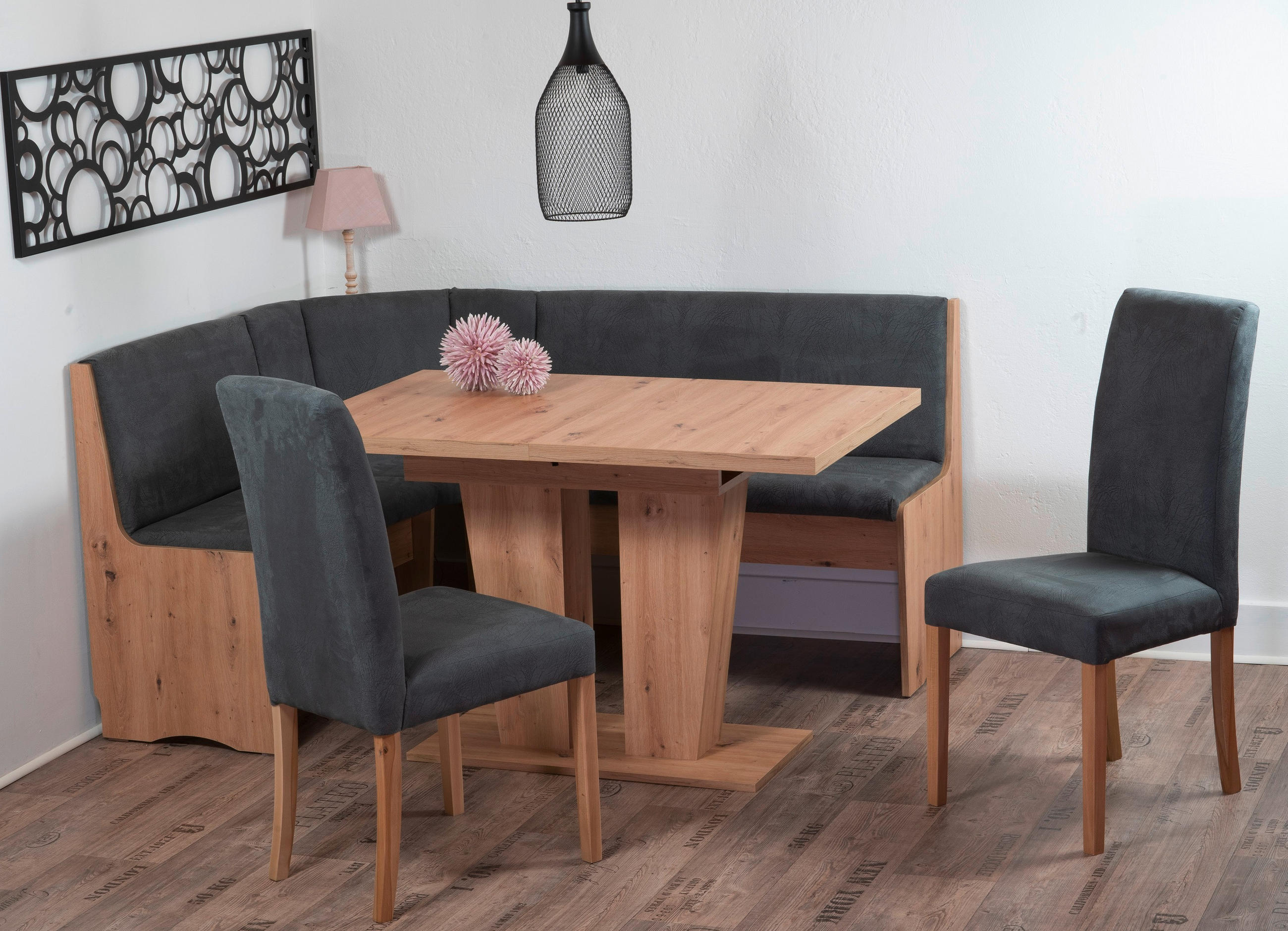 ECKBANKGRUPPE Mikrofaser Eiche Artisan, Grau  - Eiche Artisan/Grau, KONVENTIONELL, Holz/Textil (125/89/165cm) - MID.YOU