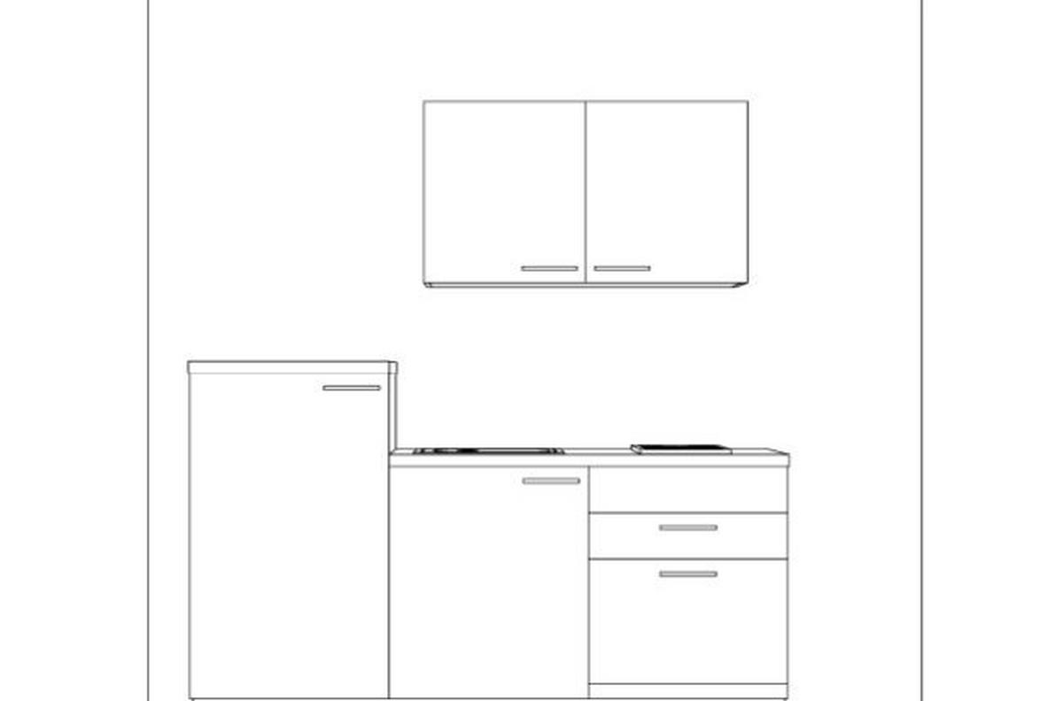 MINIKÜCHE 180 cm   in Weiß, Eichefarben  - Edelstahlfarben/Eichefarben, Basics, Holzwerkstoff/Metall (180cm) - Welnova