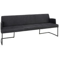 SITZBANK 218/87/66 cm Echtleder Anthrazit, Schwarz Metall  - Anthrazit/Schwarz, Design, Leder/Metall (218/87/66cm) - Joop!