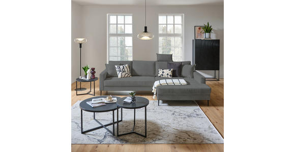 ECKSOFA Grau Cord - Schwarz/Grau, KONVENTIONELL, Textil/Metall (276/173cm) - Carryhome