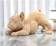 DECORAȚIUNE BULDOG - auriu, Basics, plastic (19/8/9cm)