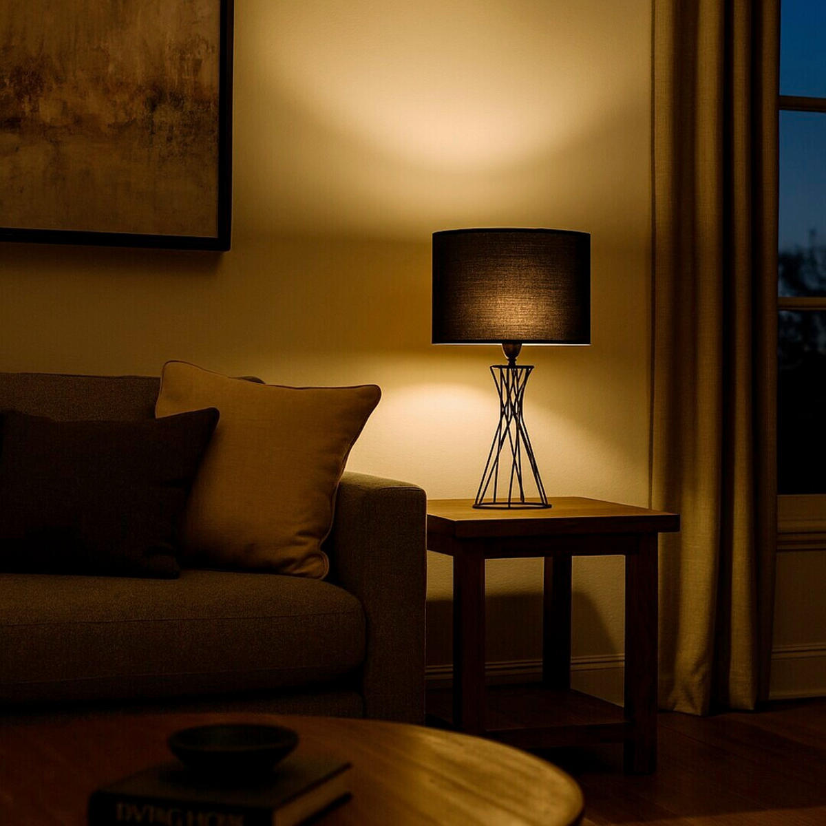 NAMIZNA SVETILKA  NIVRA  30/50 cm           - črna, Basics, kovina/tekstil (30/50cm)