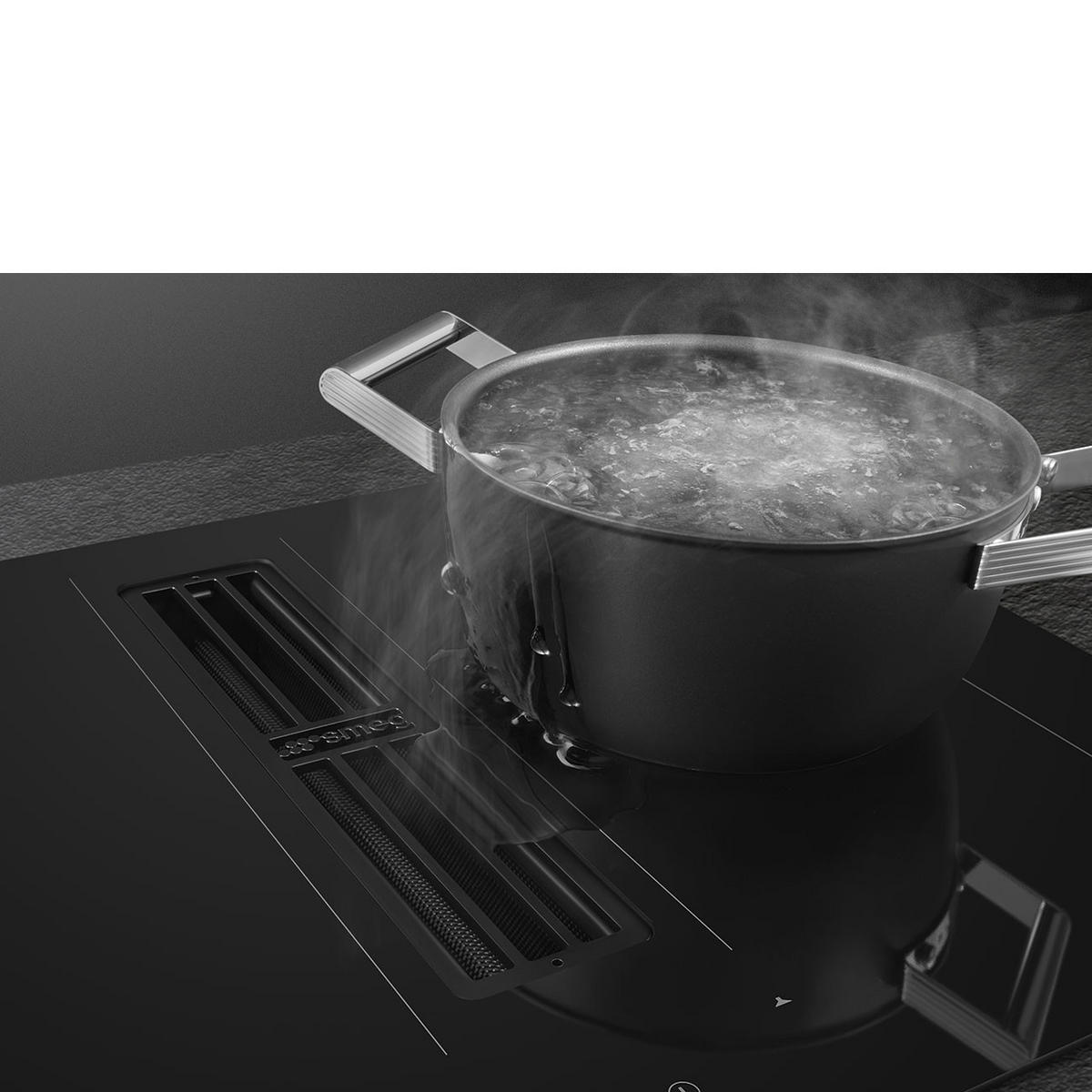 KOCHFELD-DUNSTABZUG-KOMBI HOBD472D  - Schwarz, Basics, Glas/Metall (70/23/52cm) - SMEG