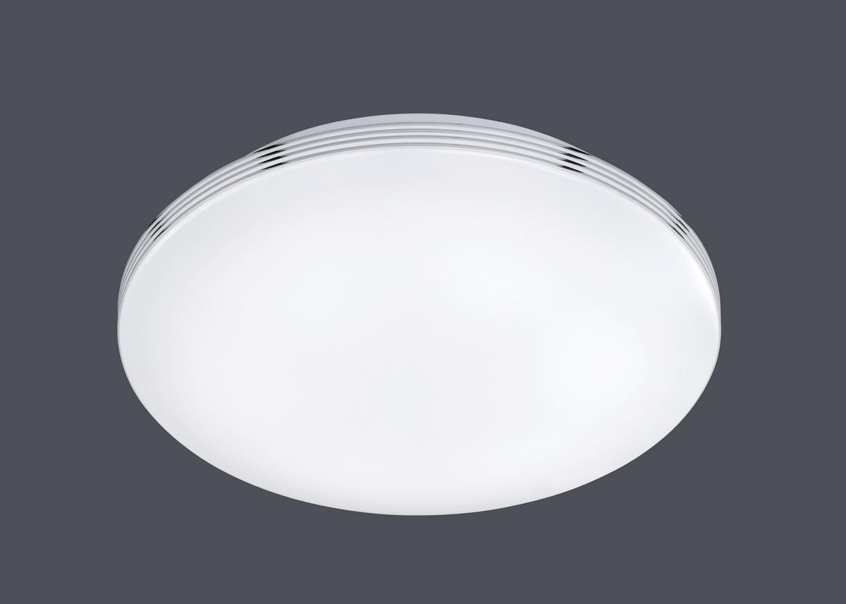 BADEZIMMER-DECKENLEUCHTE 35,0/9,5 cm   - Chromfarben/Weiß, Design, Kunststoff/Metall (35,0/9,5cm) - Trio Leuchten