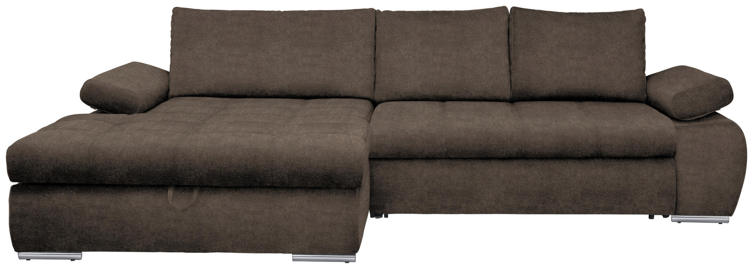ECKSOFA Graubraun Flachgewebe  - Chromfarben/Graubraun, Design, Kunststoff/Textil (173/294cm) - Carryhome