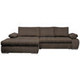 ECKSOFA  in Flachgewebe Graubraun  173/294 cm  - Chromfarben/Graubraun, Design, Kunststoff/Textil (173/294cm) - Carryhome