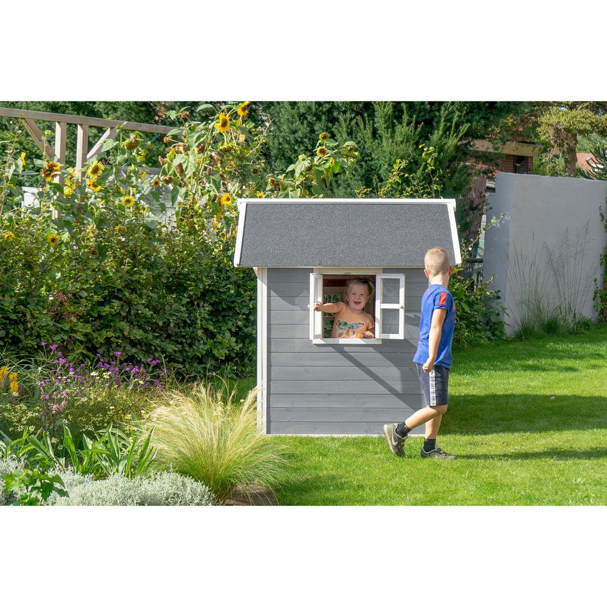 SPIELHAUS  - Grau, KONVENTIONELL, Holz (149/135/159cm) - EXIT Toys