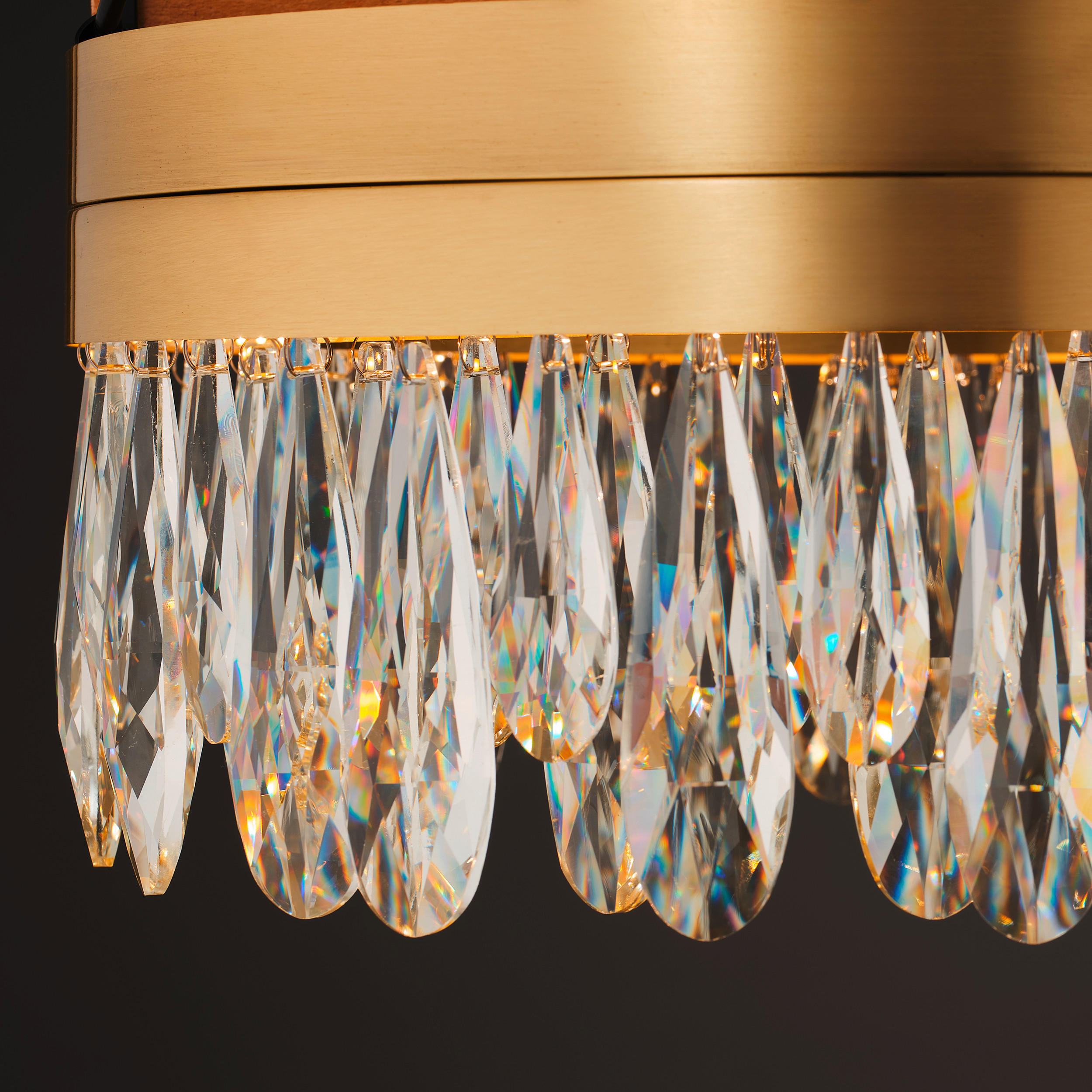 KRISTALL-DECKENLEUCHTE 40/25 cm   - Messingfarben, KONVENTIONELL, Glas/Metall (40/25cm)