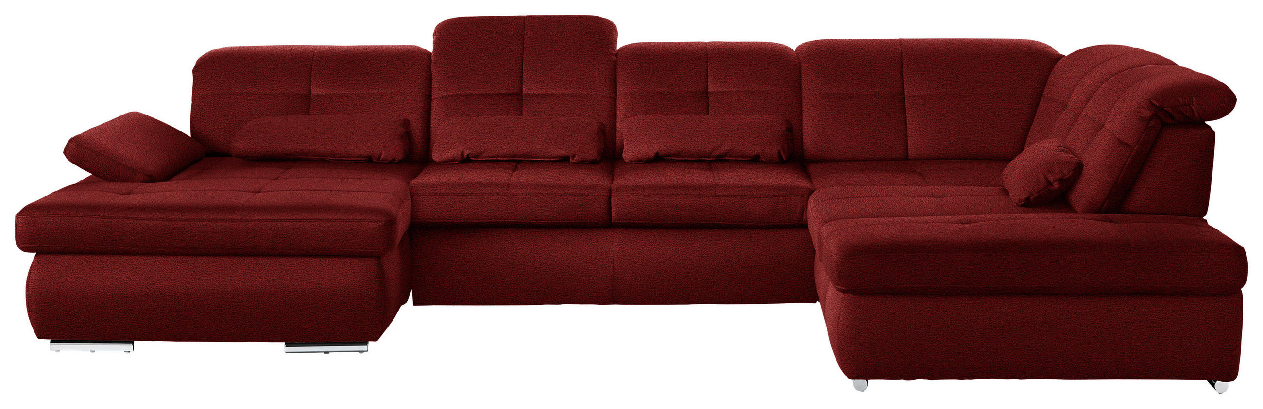 WOHNLANDSCHAFT Mikrofaser Dunkelrot  - Chromfarben/Dunkelrot, Design, Textil (195/371/260cm) - Beldomo Style