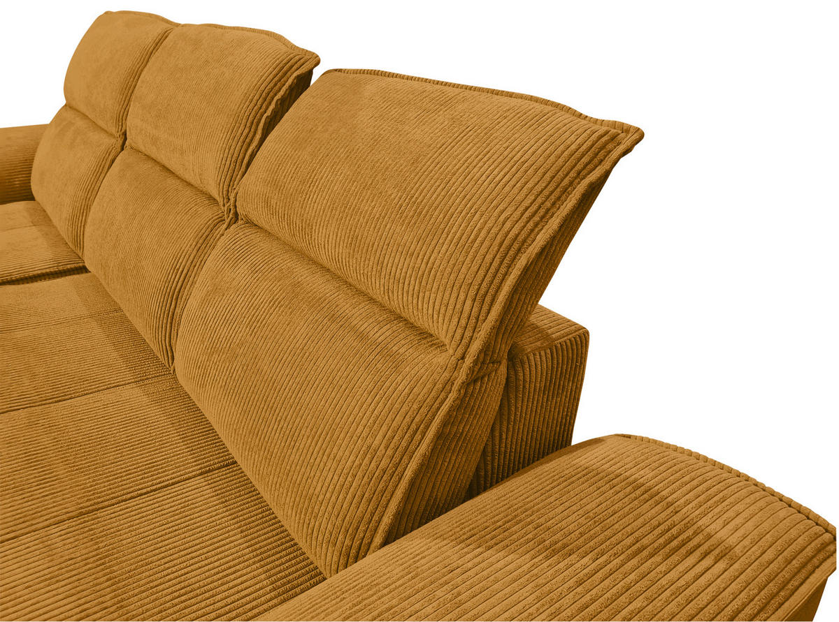 ECKSOFA Currygelb Cord  - Currygelb/Schwarz, KONVENTIONELL, Textil/Metall (196/290cm) - Carryhome