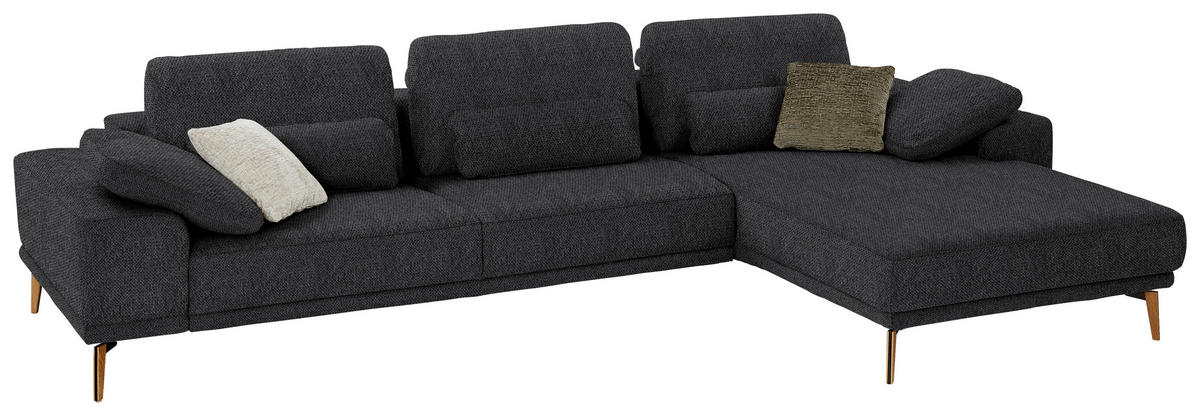 ECKSOFA in Flachgewebe Schwarz  - Wildeiche/Schwarz, Design, Holz/Textil (334/193cm) - Niels Andersson