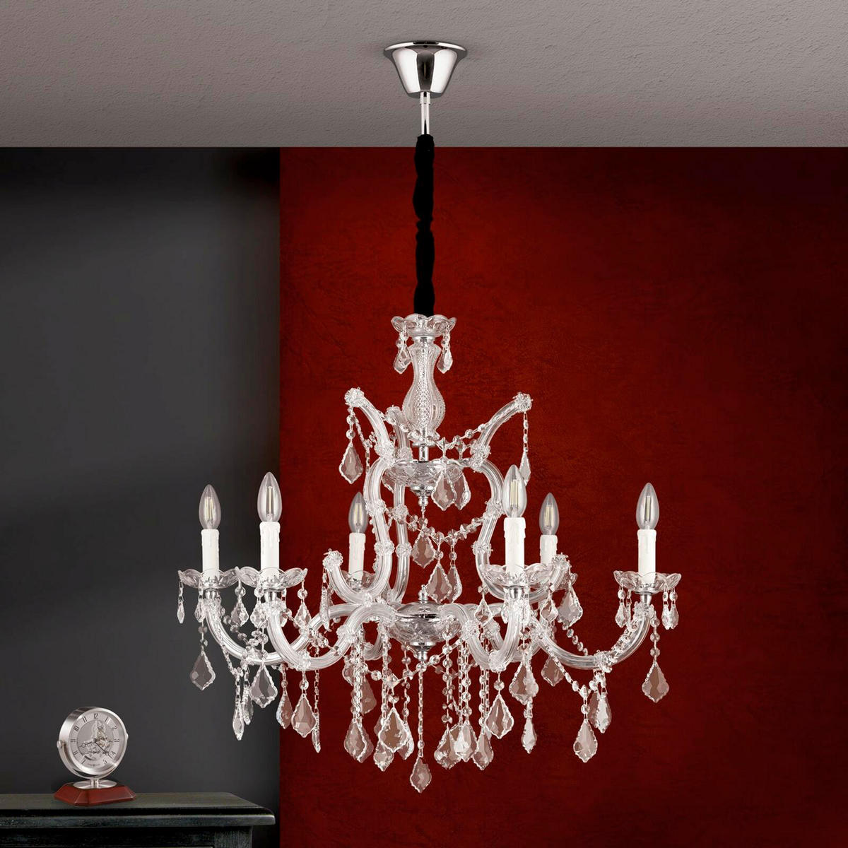 KRONLEUCHTER Theresa   - Silberfarben, LIFESTYLE, Glas/Metall (78/145/78cm)