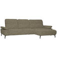 ECKSOFA in Chenille, Flachgewebe Grün  - Schwarz/Grün, Design, Textil/Metall (318/165cm) - Xora