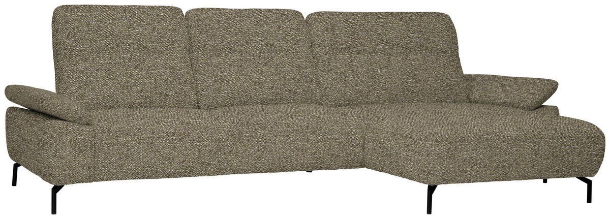 ECKSOFA in Chenille, Flachgewebe Grün  318/165 cm  - Schwarz/Grün, Design, Textil/Metall (318/165cm) - Xora