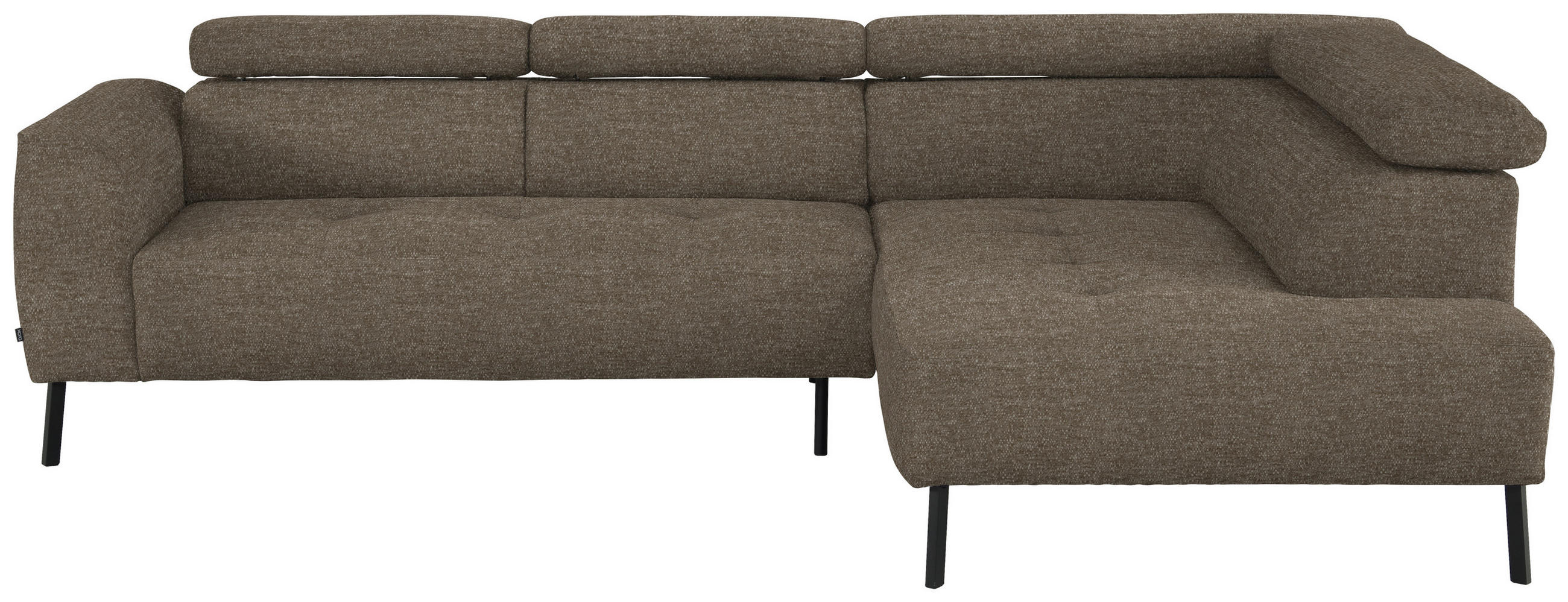 ECKSOFA in Chenille Hellbraun  280/205 cm  - Hellbraun/Schwarz, Design, Textil/Metall (280/205cm) - Xora