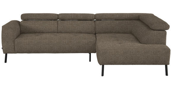 ECKSOFA in Chenille Hellbraun 280/205 cm - Hellbraun/Schwarz, Design, Textil/Metall (280/205cm) - Xora