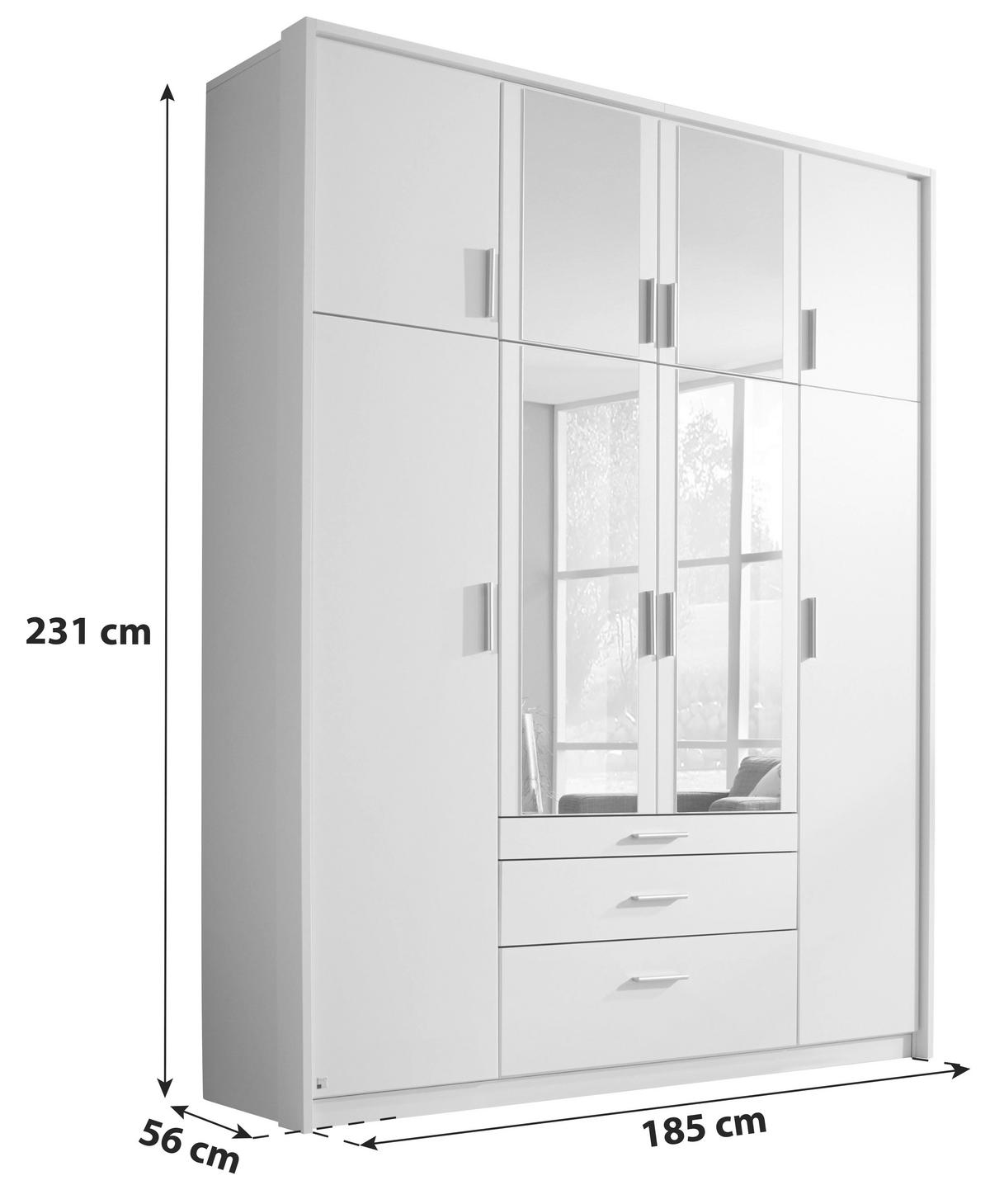 DREHTÜRENSCHRANK in Weiss, Klar  - Klar/Weiss, Design, Glas/Holzwerkstoff (185/231/56cm) - Rauch Möbel