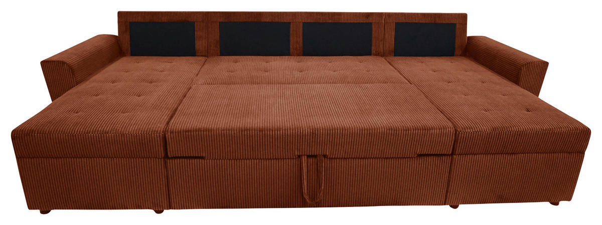 WOHNLANDSCHAFT TERMOLI Rostfarben Cord  - Rostfarben/Schwarz, Design, Kunststoff/Textil (155/296/155cm) - MID.YOU