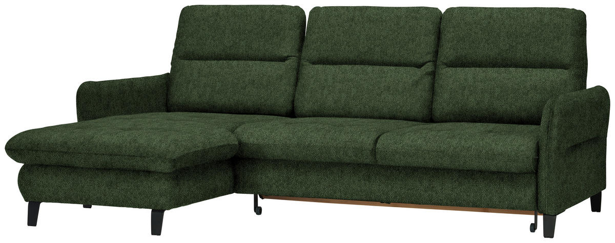ECKSOFA Olivgrün Flachgewebe  - Schwarz/Olivgrün, KONVENTIONELL, Textil/Metall (190/254cm) - Livetastic