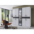 DREHTÜRENSCHRANK  in Graphitfarben, Weiß  - Schwarz/Graphitfarben, KONVENTIONELL, Glas/Holzwerkstoff (225/208/58cm) - Carryhome