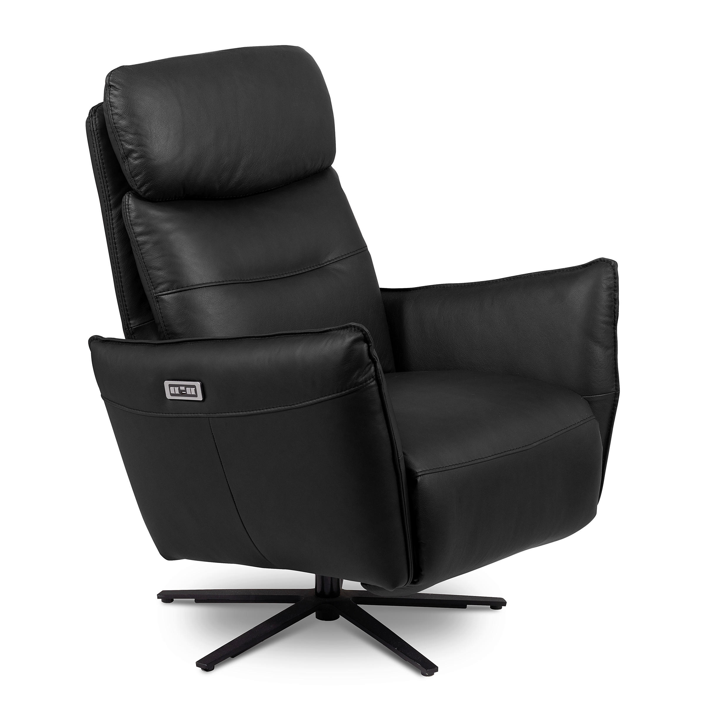 RELAXSESSEL Leder Schwarz  - Schwarz, Design, Leder/Metall (77/107/88cm) - Livetastic