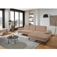 ECKSOFA in Chenille, Mikrofaser Sandfarben  - Sandfarben/Schwarz, Design, Textil/Metall (299/157cm) - Dieter Knoll