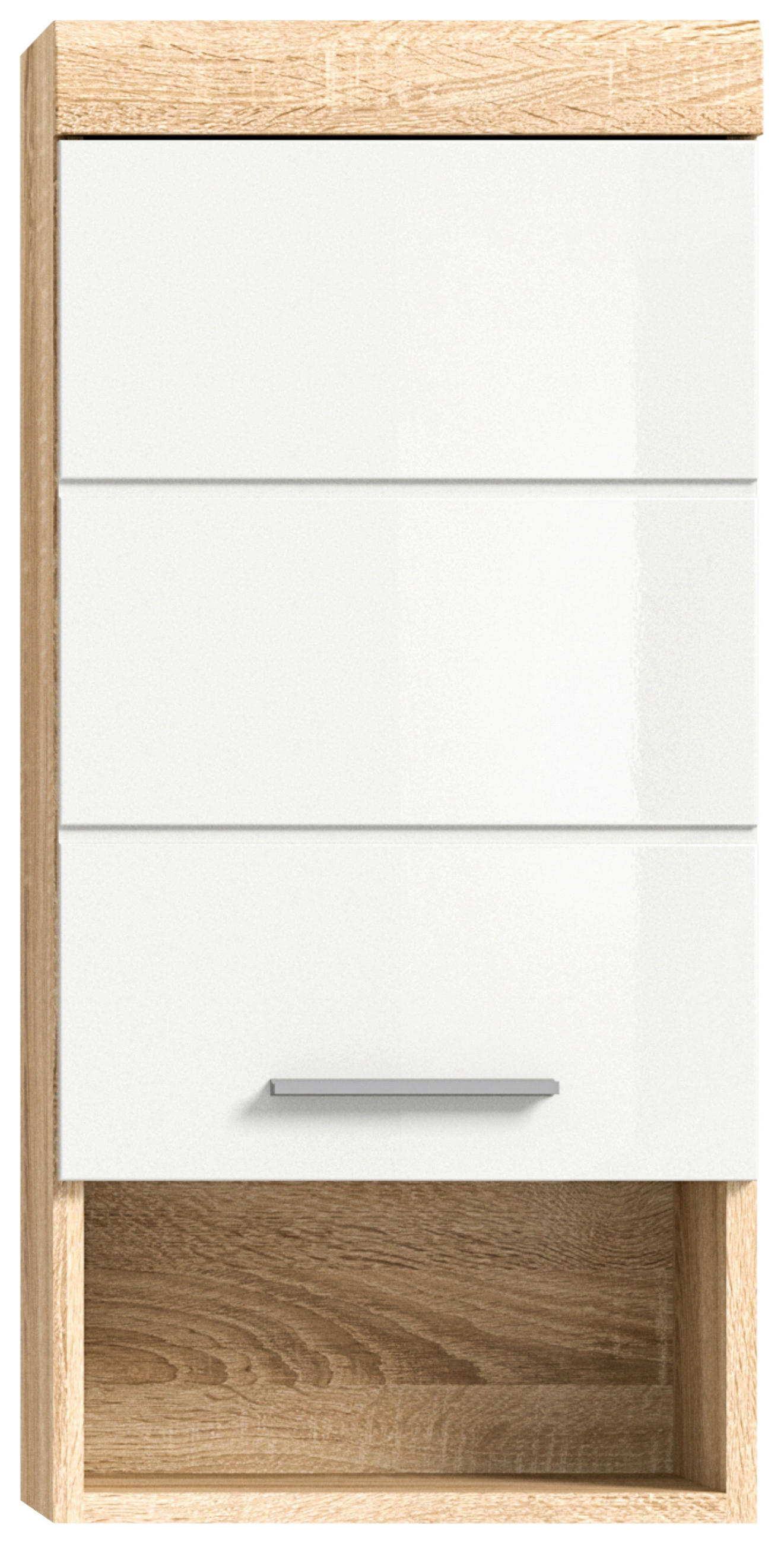 Thumbnail - Mid.you Hängeschrank, Eiche, Weiß Hochglanz, Holzwerkstoff, 1 Fächer, 37x79x24 cm, FSC Mix, hängend, Badezimmer, Badezim...