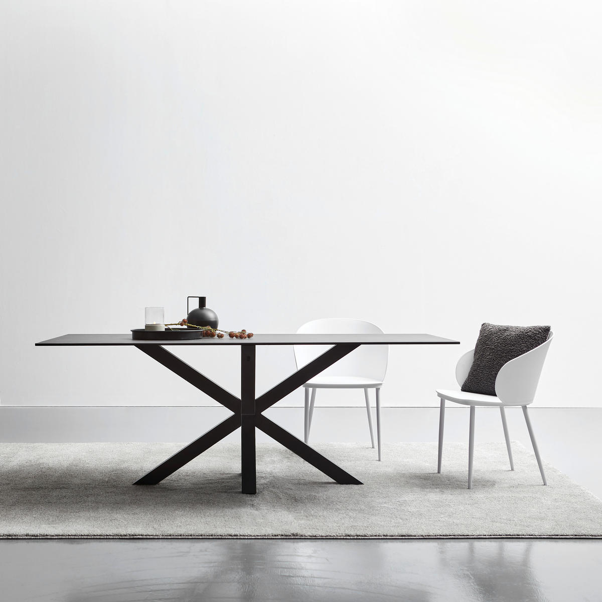 JEDILNA MIZA, črna, temno siva  - temno siva/črna, Moderno, kovina/keramika (200/100/75cm) - Livetastic