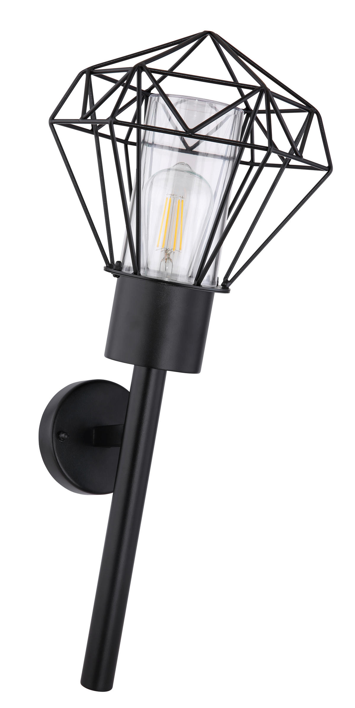 VÄGGLAMPA UTOMHUS - klar/svart, Basics, metall/plast (22,5/28,5/28,5cm) - Globo