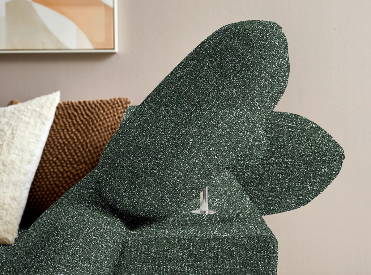 ECKSOFA in Bouclé Grün  - Eichefarben/Grün, Modern, Holz/Textil (287/212cm) - Valnatura