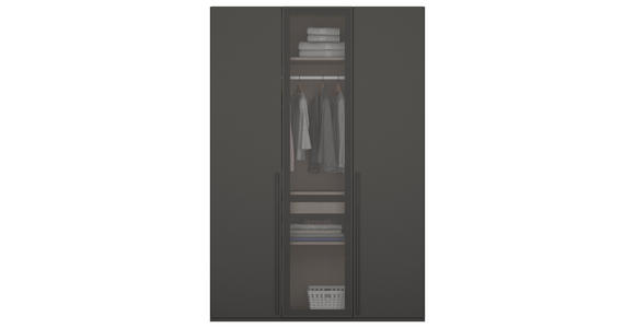 DREHTÜRENSCHRANK 151/223/60 cm 3-türig Graphitfarben - Graphitfarben, Trend, Glas/Holzwerkstoff (151/223/60cm) - Novel