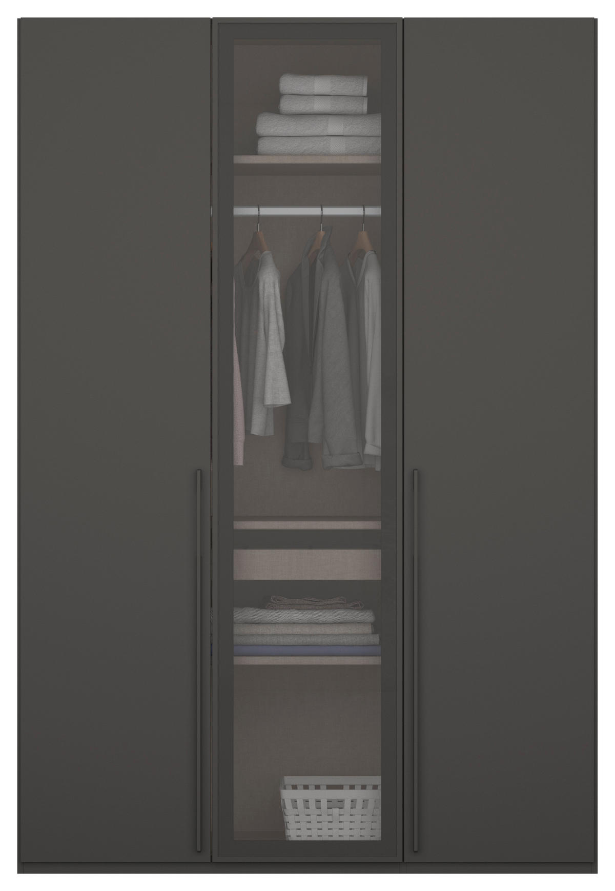 DREHTÜRENSCHRANK in Graphitfarben, Grau  - Graphitfarben/Grau, Trend, Glas/Holzwerkstoff (151/235/60cm) - Novel
